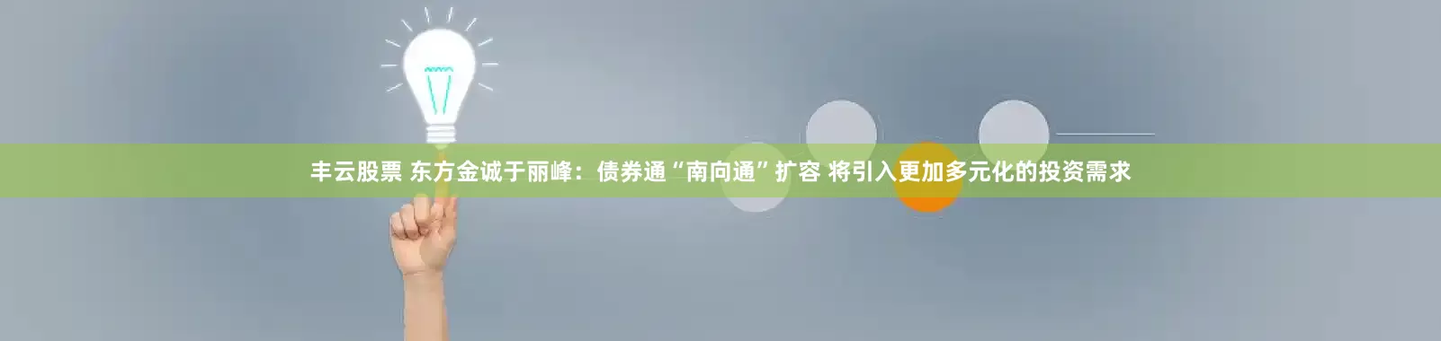 丰云股票 东方金诚于丽峰：债券通“南向通”扩容 将引入更加多元化的投资需求