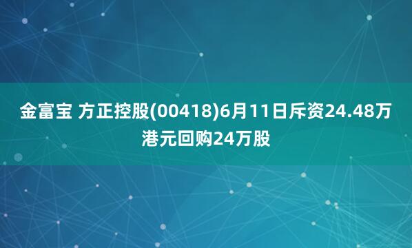 金富宝 方正控股(00418)6月11日斥资24.48万港元回购24万股