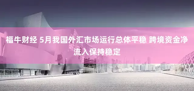福牛财经 5月我国外汇市场运行总体平稳 跨境资金净流入保持稳定
